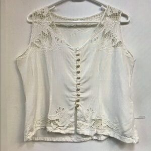 Elegant White Lace Button-Up Top